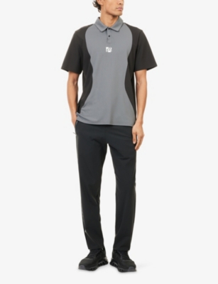 MALBON: Performance Monogram-Print Stretch-Woven Piqué Polo Shirt