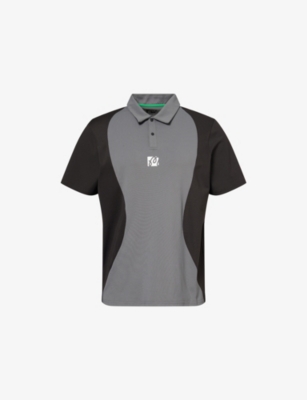 MALBON: Performance Monogram-Print Stretch-Woven Piqué Polo Shirt