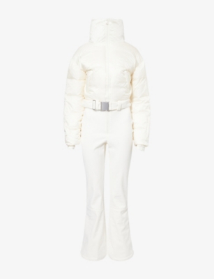 Bo+tee Womens Ice Belted Layered Waterproof-shell Ski Suit In White