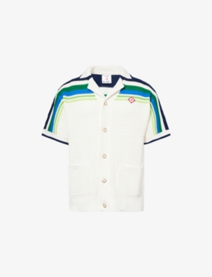Casablanca Boys Stripe Knit Shirt in White