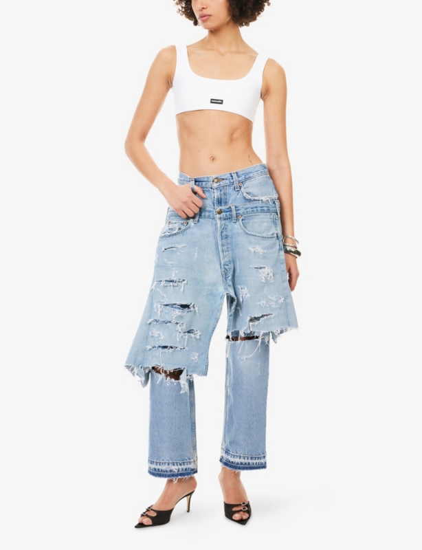Overlay Straight-Leg Denim Jeans