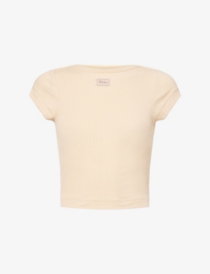 Jean Paul Gaultier Womens Nude Ribbed Short-sleeves Cotton-knit T-shirt Xl In Neutral