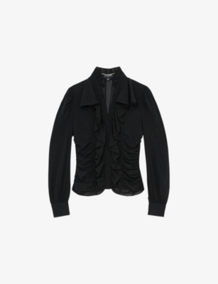 Womens Reiss x Atelier Laverna Ruffle-Front Stretch-Silk Blouse