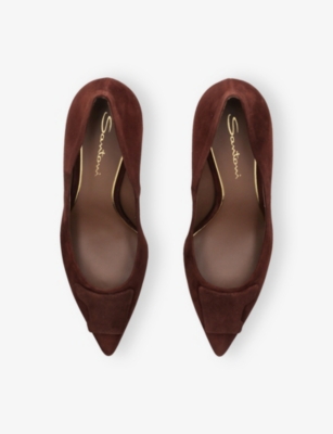 Santoni Womens Dark Brown Sibille Suede Courts Eur 38.5 / 5.5 Uk In Brown