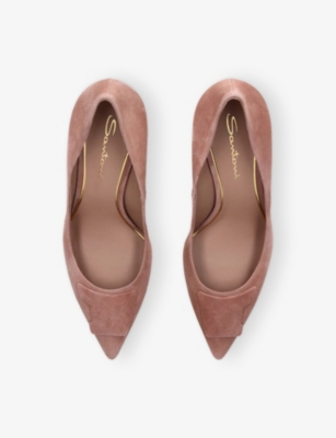 Santoni Womens Pink Sibille Suede Courts Eur 40.5 / 7.5 Uk In Pink