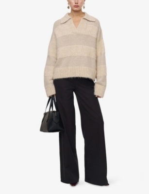 JOSEPH: Take Stripe Brushed Alpaca-Blend Jumper