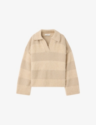 JOSEPH: Take Stripe Brushed Alpaca-Blend Jumper