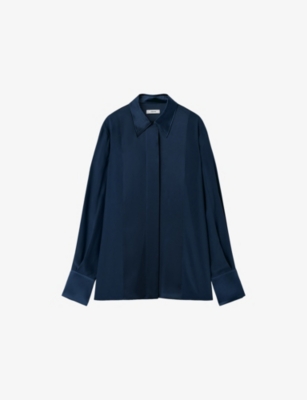 Womens Joseph Childs Satin-Panel Silk Blouse