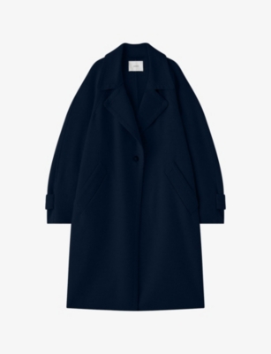 Joseph Womens Indigo Franco Relaxed-fit Wool And Cashmere-blend Coat In Purple