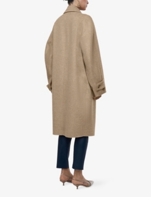 Joseph Womens Powder Melange Franco Double-face Wool And Cashmere-blend Coat In Brown