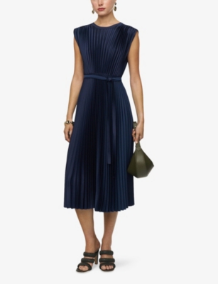 JOSEPH: Volta Knit-Weave Plissé Midi Dress