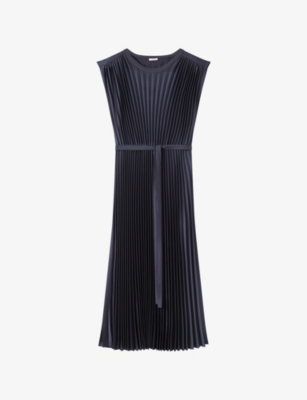 JOSEPH: Volta Knit-Weave Plissé Midi Dress
