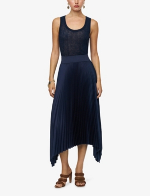JOSEPH: Ade Pleated Woven Plissé Midi Skirt
