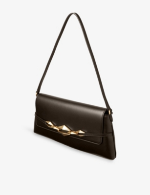 JIMMY CHOO: Diamond Shoulder East-West Leather Shoulder Bag