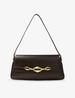 JIMMY CHOO: Diamond Shoulder East-West Leather Shoulder Bag
