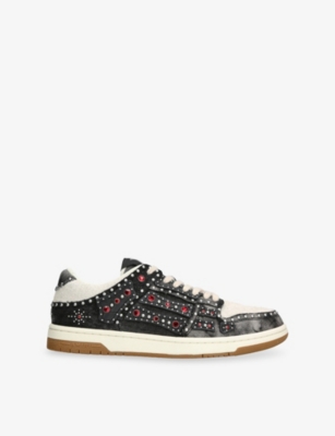 Mens Amiri Skel Stud Denim and Suede Trainers