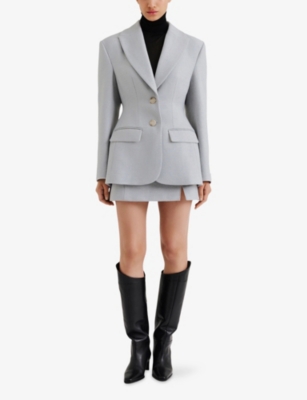 MALINA: Ella Tailored Peplum Wool-Blend Blazer