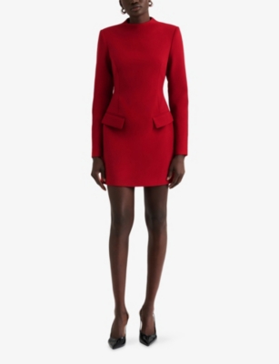 MALINA: Leanna High-Neck Stretch-Knit Mini Dress