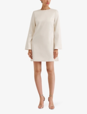 MALINA: Elna Bow-Embroidered Satin Mini Dress