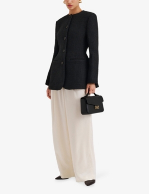 MALINA: Carol Fitted Round-Neck Wool-Blend Blazer