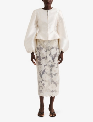 MALINA: Vendela Balloon-Sleeve Satin Blouse