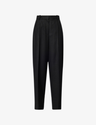 Totême Womens Black Flannel Wide-leg Woven Trousers