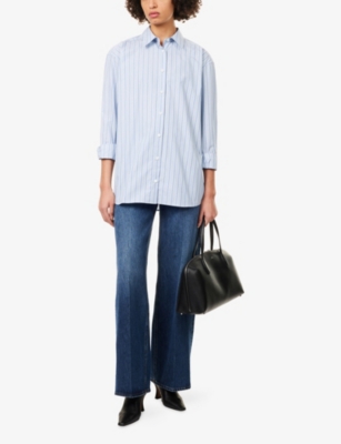 TOTEME: Striped Long-Sleeves Cotton-Poplin Shirt