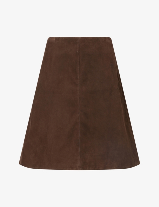 A-Line Suede Midi Skirt