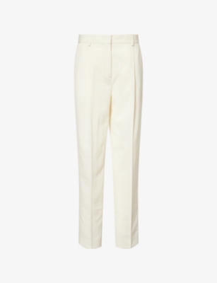 Womens Toteme Pleated Straight-Leg Woven Trousers
