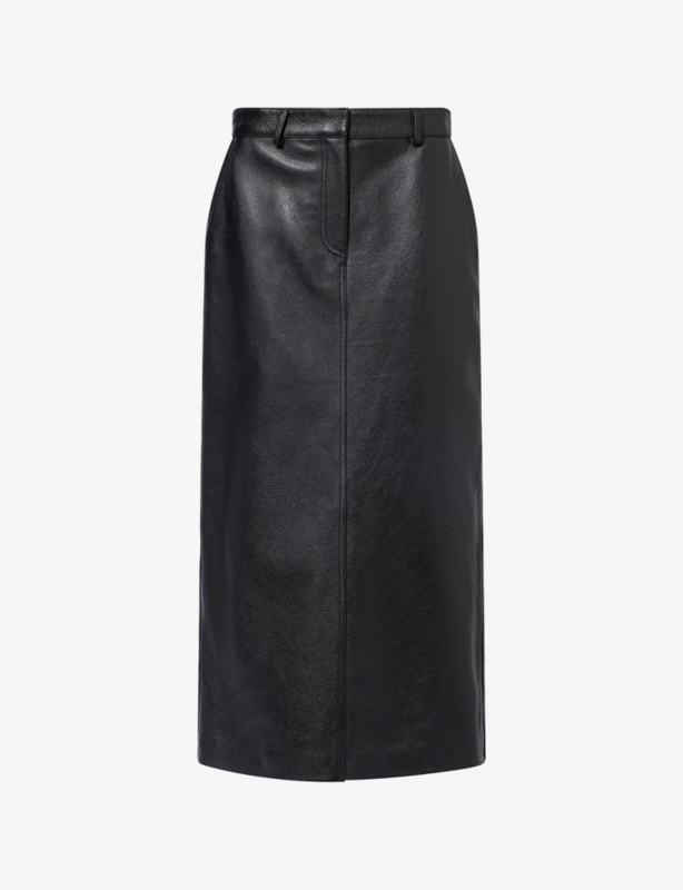 Straight-Fit Leather Midi Skirt