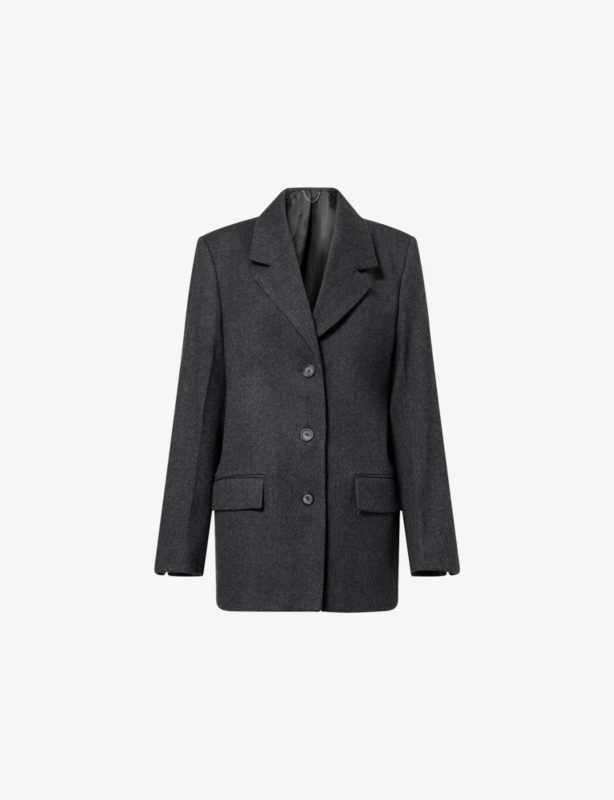 Twill Notch-Lapels Wool Jacket