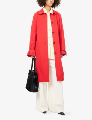 Totême Womens Poppy Light Spring Belted Cotton-poplin Trench Coat In Red