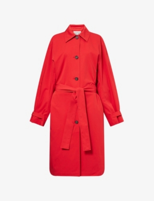 Totême Womens Poppy Light Spring Belted Cotton-poplin Trench Coat In Red
