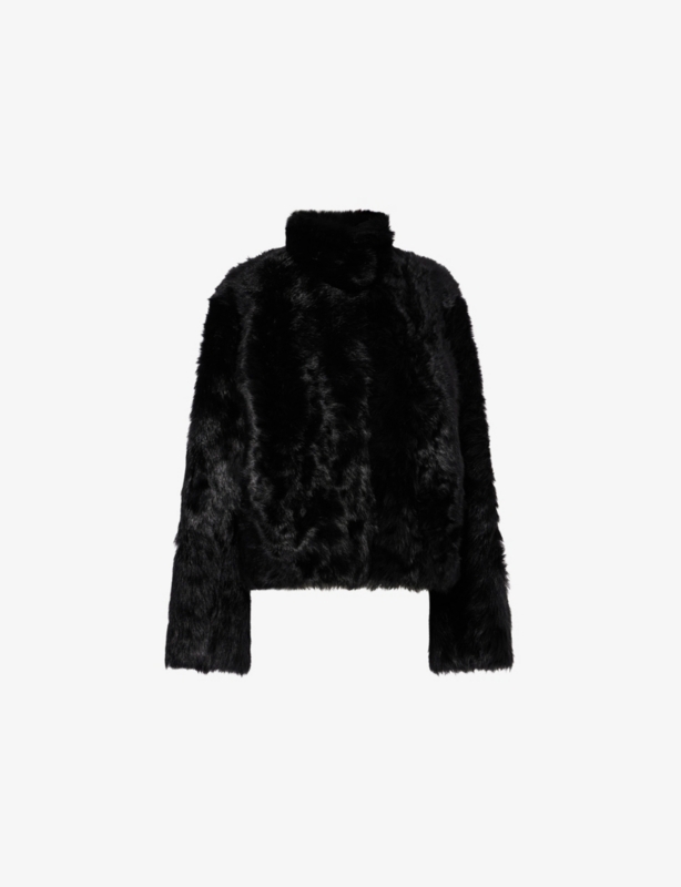 Silky High-Neck Shearling Jacket
