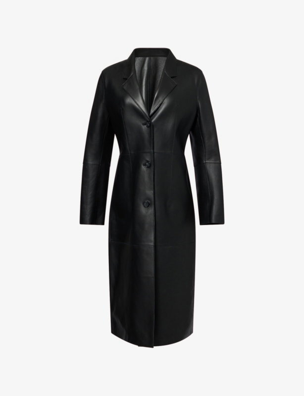 Slim-Fit Notch-lapels Leather Coat
