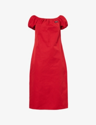 strapless open back dress Red Midi Bow Dress | Women's Red Midi Dress main image 1