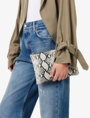 Anine Bing Womens Python Elly Large Leather Pouch