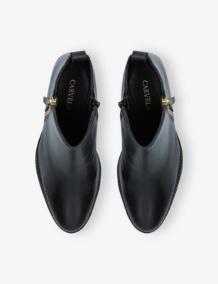 Carvela Womens Black Secil Wide-fit Leather Heeled Ankle Boots Eur 39 / 6 Uk In Black