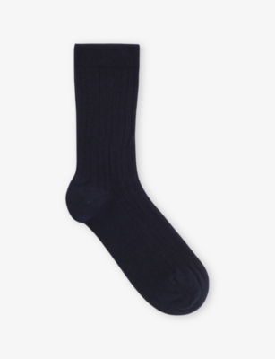 WHISTLES: Ribbed Stretch Cotton-Blend Crew Socks