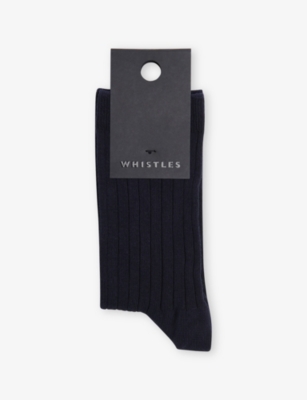 WHISTLES: Ribbed Stretch Cotton-Blend Crew Socks