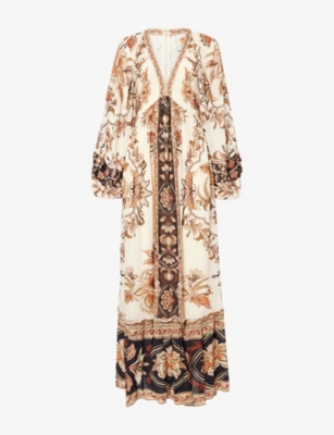 FARM RIO: Majestic Garden Printed Woven Maxi Dress