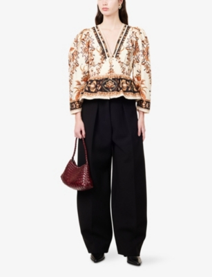 FARM RIO: Majestic Puff-Sleeved Cotton Blouse