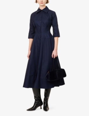 PALMER HARDING: Contour Pleated Cotton Maxi Dress