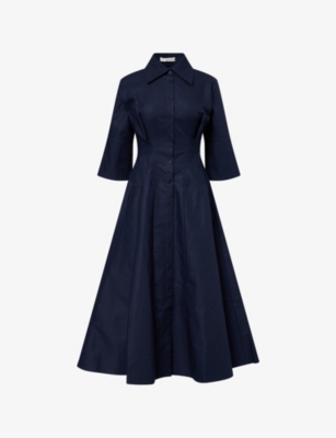 PALMER HARDING: Contour Pleated Cotton Maxi Dress