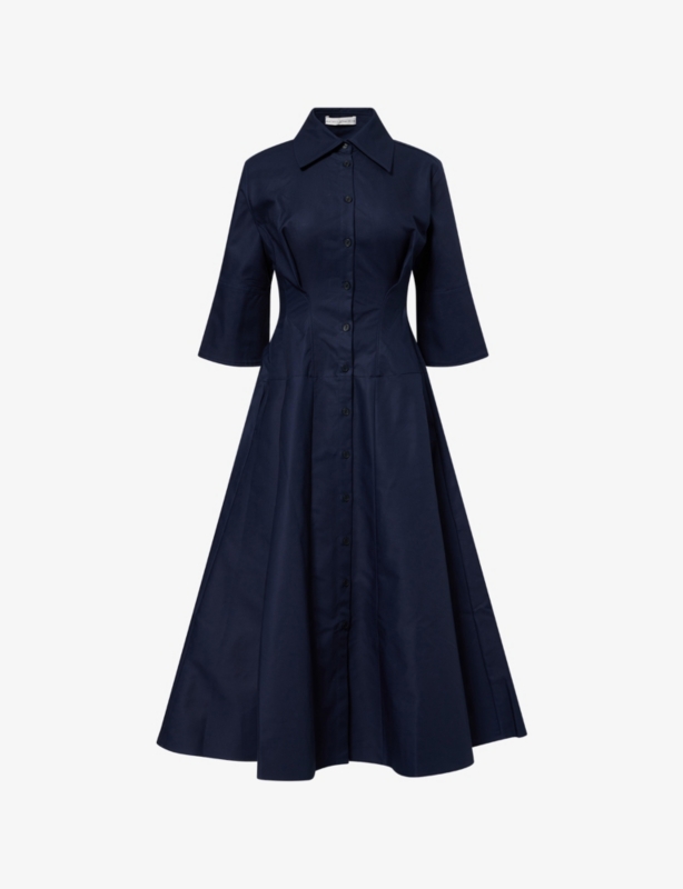 Contour Pleated Cotton Maxi Dress