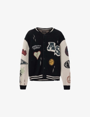 Allsaints: Chase Jacquard Bomber Cotton Cardigan