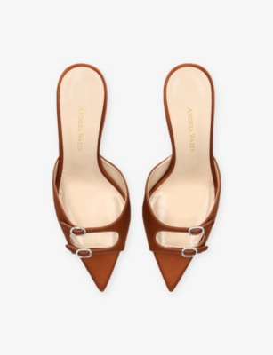 ANDREA WAZEN: Carol 75 Satin Heeled Mules