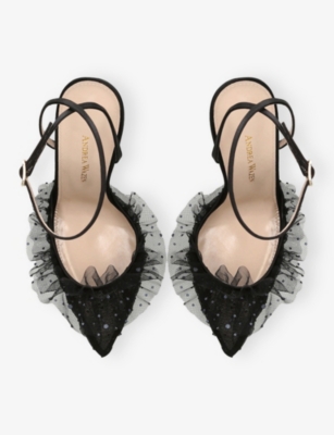 ANDREA WAZEN: Franca Sparkle 105 Mesh and Satin Courts