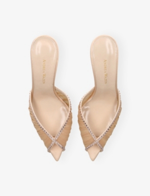 ANDREA WAZEN: Katy 75 Mesh and Satin Mules