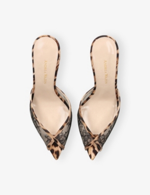 ANDREA WAZEN: Katy 75 Lace and Satin Mules